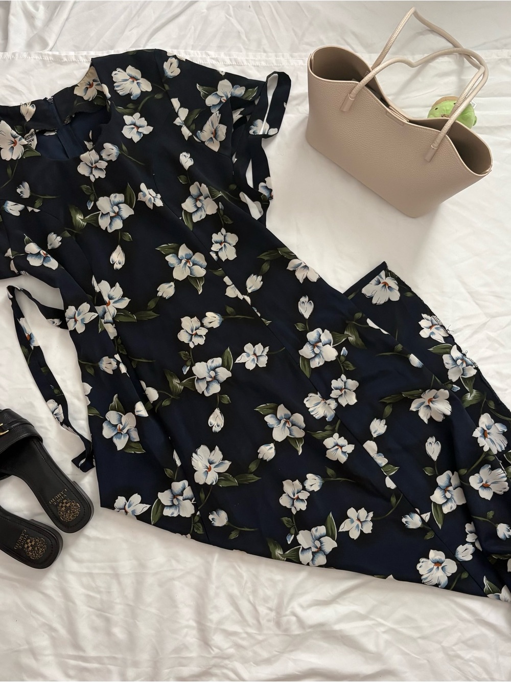 American Vintage Navy Maxi Dress with White Floral Print